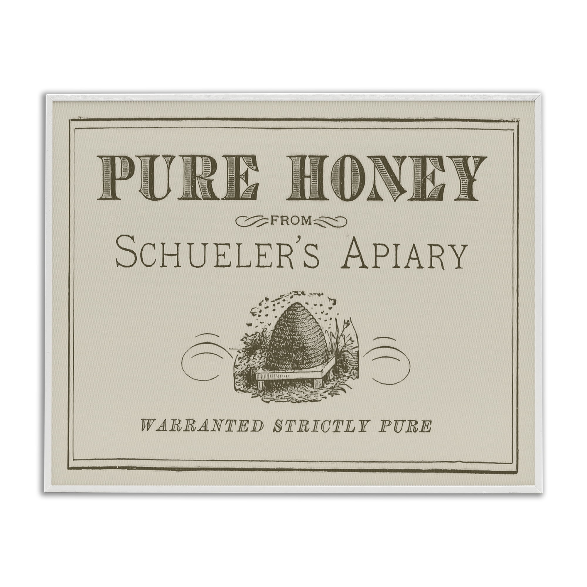 Stupell Industries Vintage Pure Honey Food & Beverage Painting White Framed Art Print Wall Art, 30 x 24