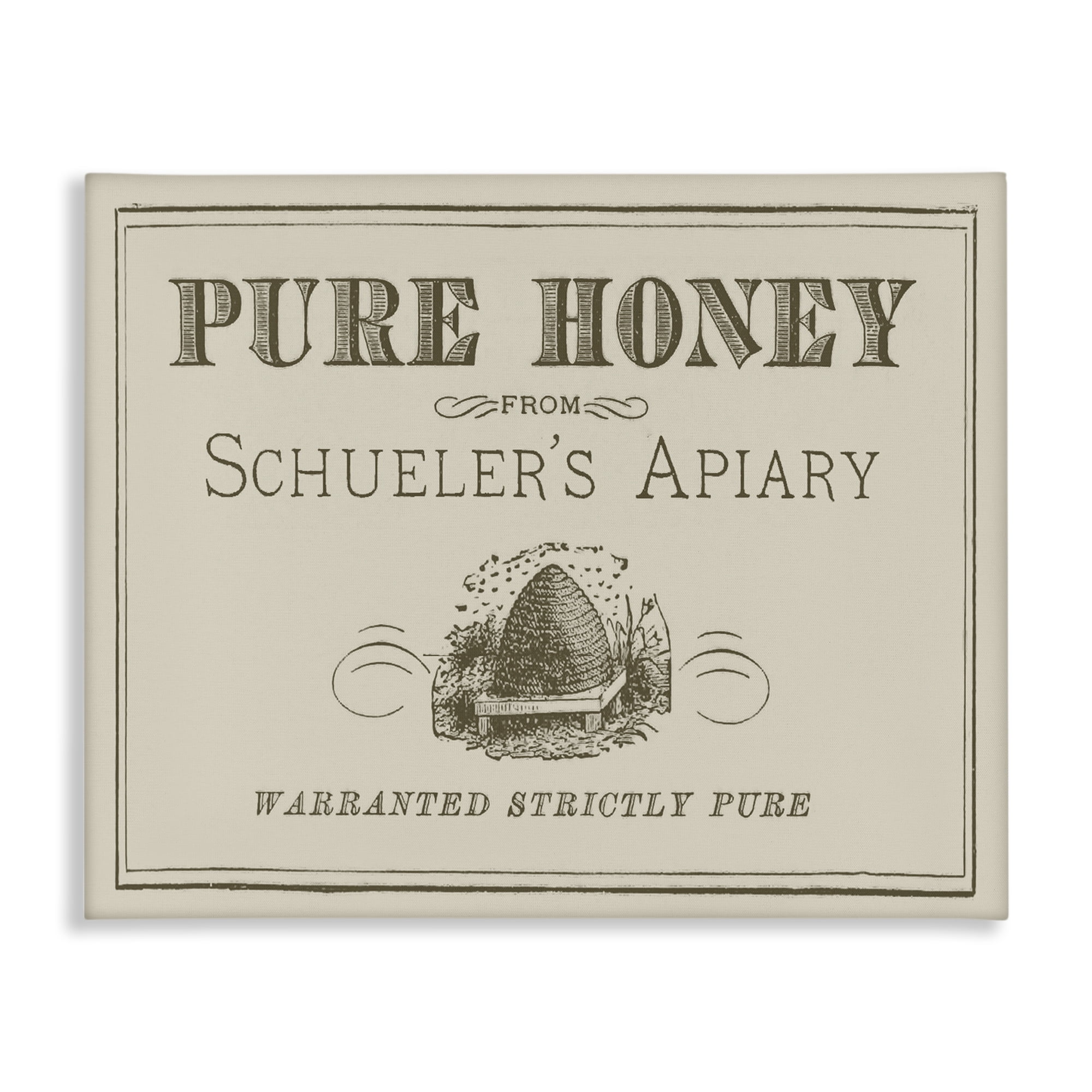 Stupell Industries Vintage Pure Honey Food & Beverage Painting Wrapped Canvas Art Print Wall Art, 40 x 30
