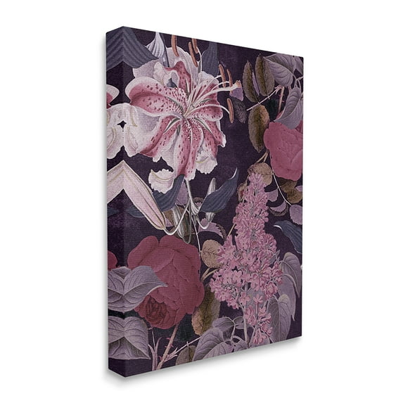 Stupell Industries Vintage Purple Bohemian Floral Illustration Canvas Wall Art by Daphne Polselli