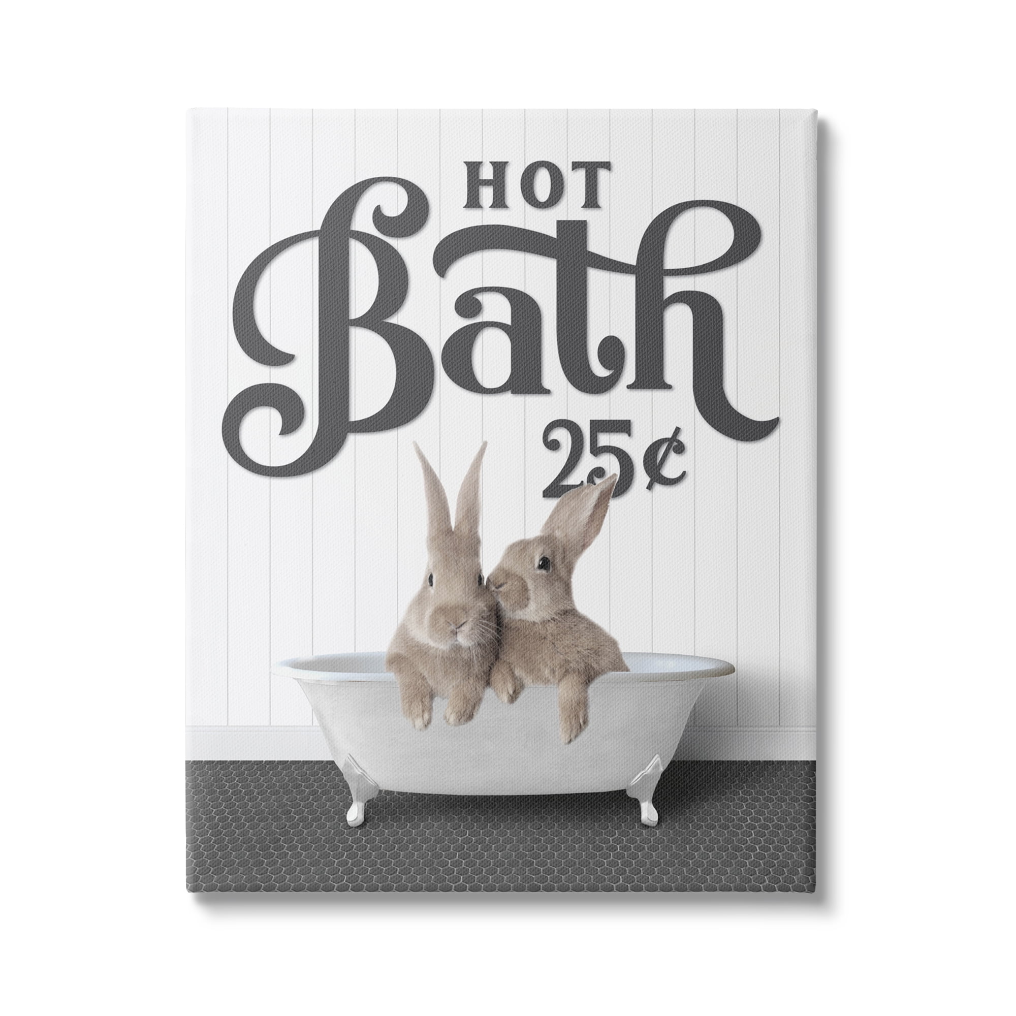 Stupell Industries Vintage Rabbits in Tub Animals & Insects Painting Gallery Wrapped Canvas Print Wall Art, 30 x 40