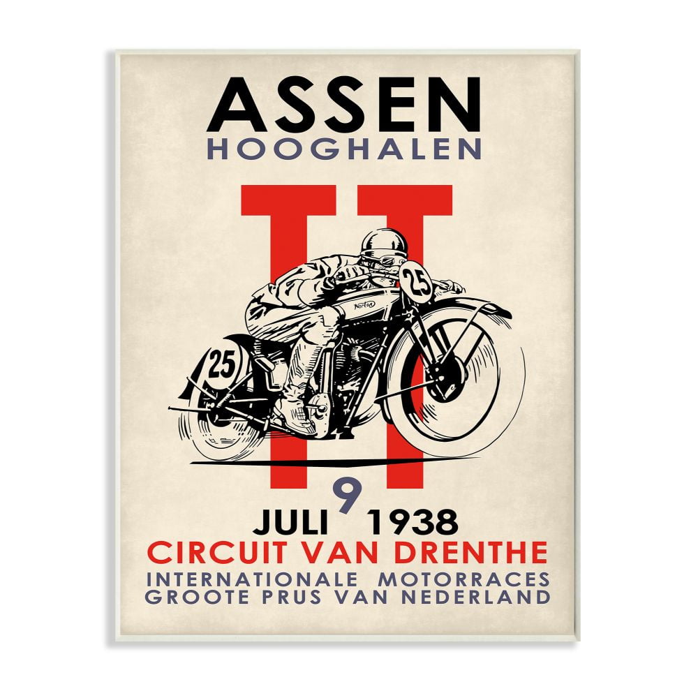 Vintage Racing Sport Circuit Poster Motorcycle European Wood Wall Art