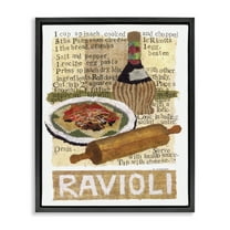 Stupell Industries Vintage Ravioli Recipe Food & Beverage Painting Black Floater Framed Art Print Wall Art, 17 x 21