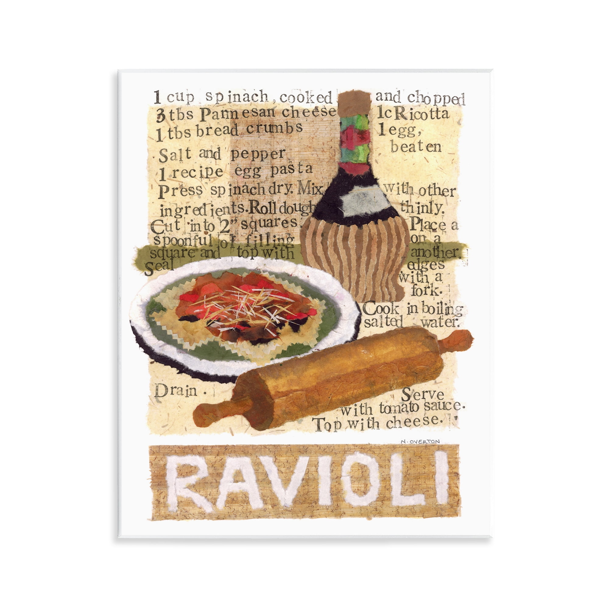 Stupell Industries Vintage Ravioli Recipe Food & Beverage Painting Unframed Art Print Wall Art, 11 x 14