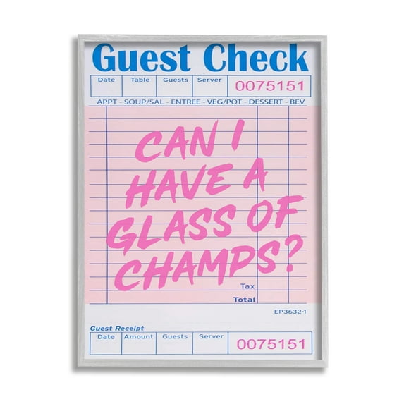 Stupell Industries Vintage Receipt Champagne Phrase Inspirational Painting Gray Framed Art Print Wall Art, 11 x 14