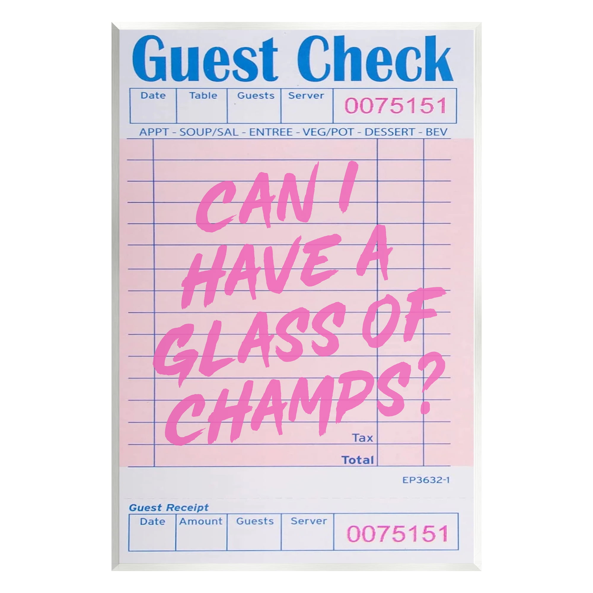 Stupell Industries Vintage Receipt Champagne Phrase Inspirational Painting Unframed Art Print Wall Art, 10 x 15