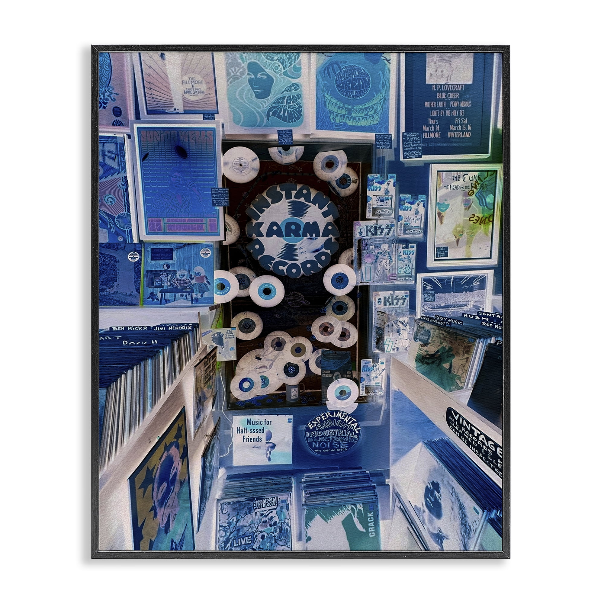 Stupell Industries Vintage Record Store Entertainment Painting Black Framed Art Print Wall Art, 11 x 14