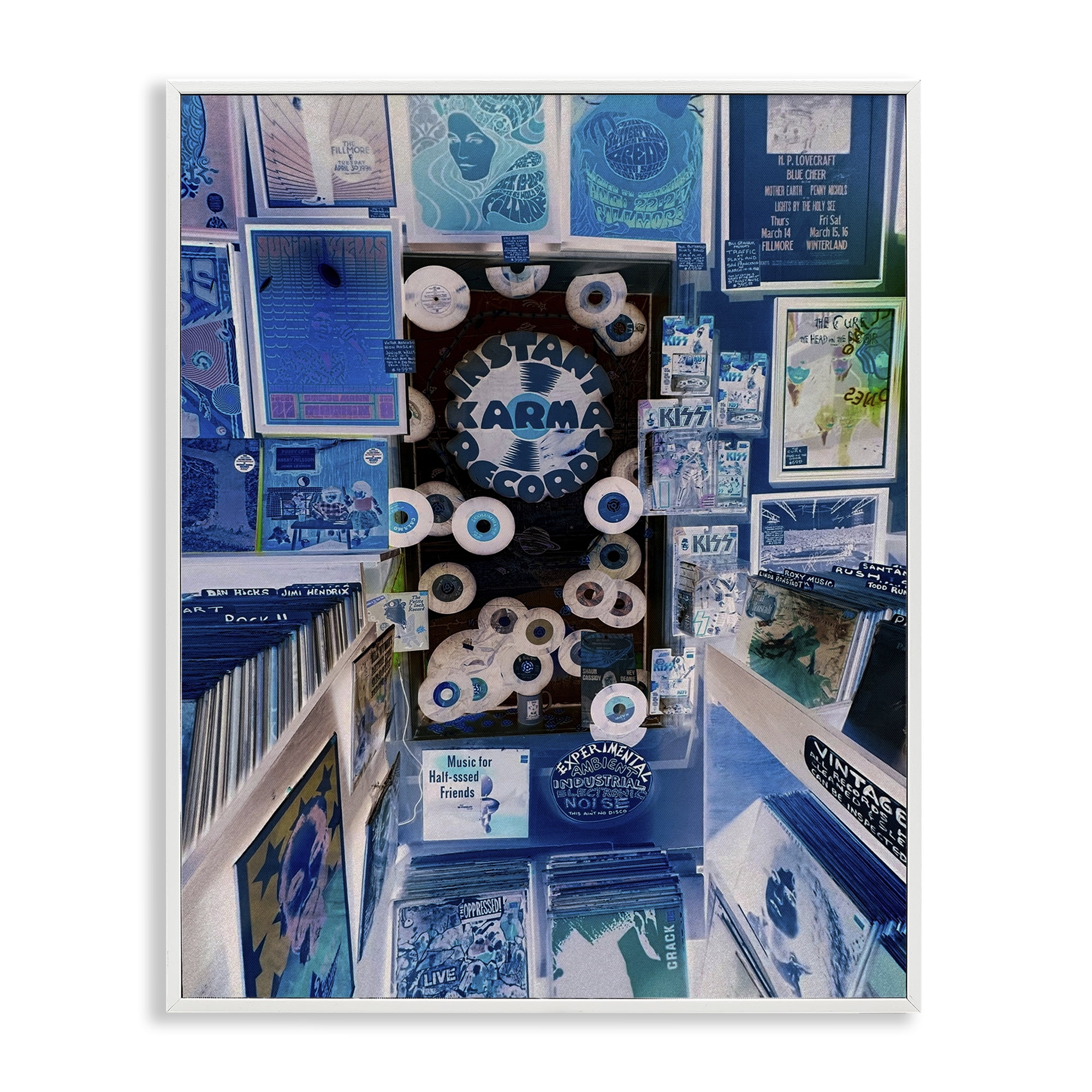 Stupell Industries Vintage Record Store Entertainment Painting White Framed Art Print Wall Art, 16 x 20