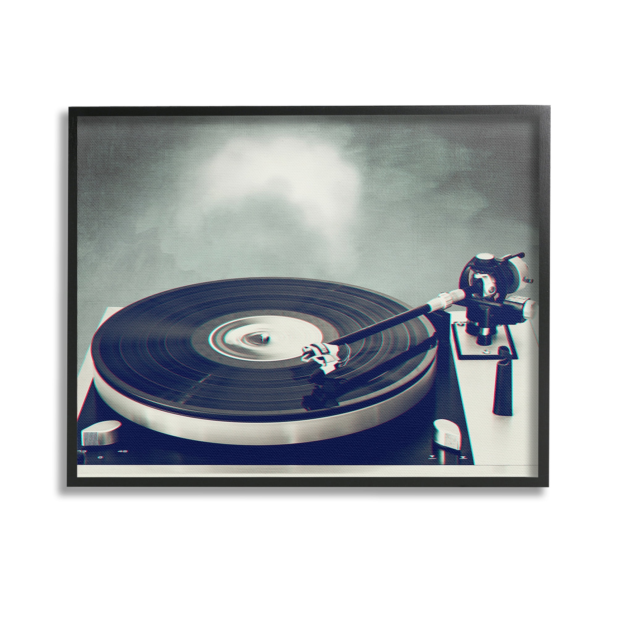 Stupell Industries Vintage Record Turntable Novelty Photography Black Framed Art Print Wall Art, 14 x 11