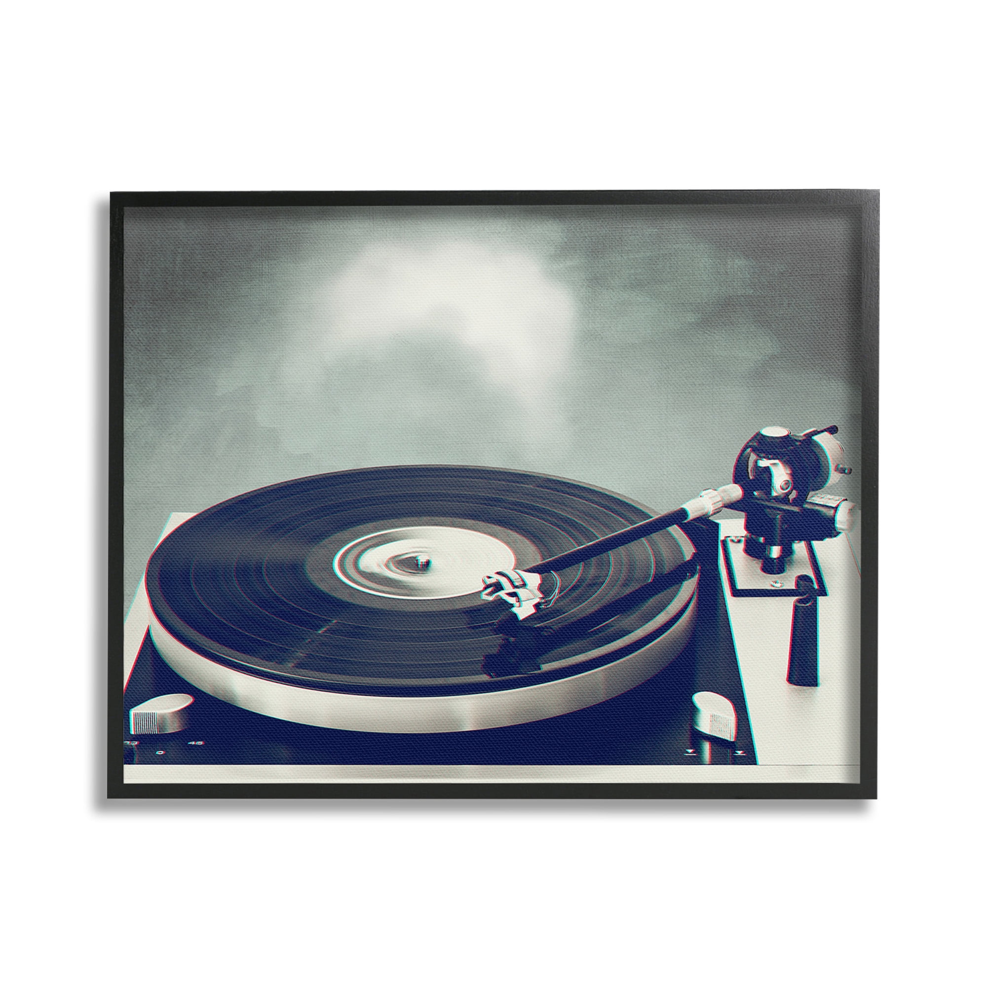 Stupell Industries Vintage Record Turntable Novelty Photography Black Framed Art Print Wall Art, 30 x 24