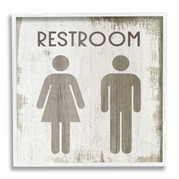 Stupell Industries Vintage Restroom Wood Texture Design, 24 x 24,Design by Daphne Polselli