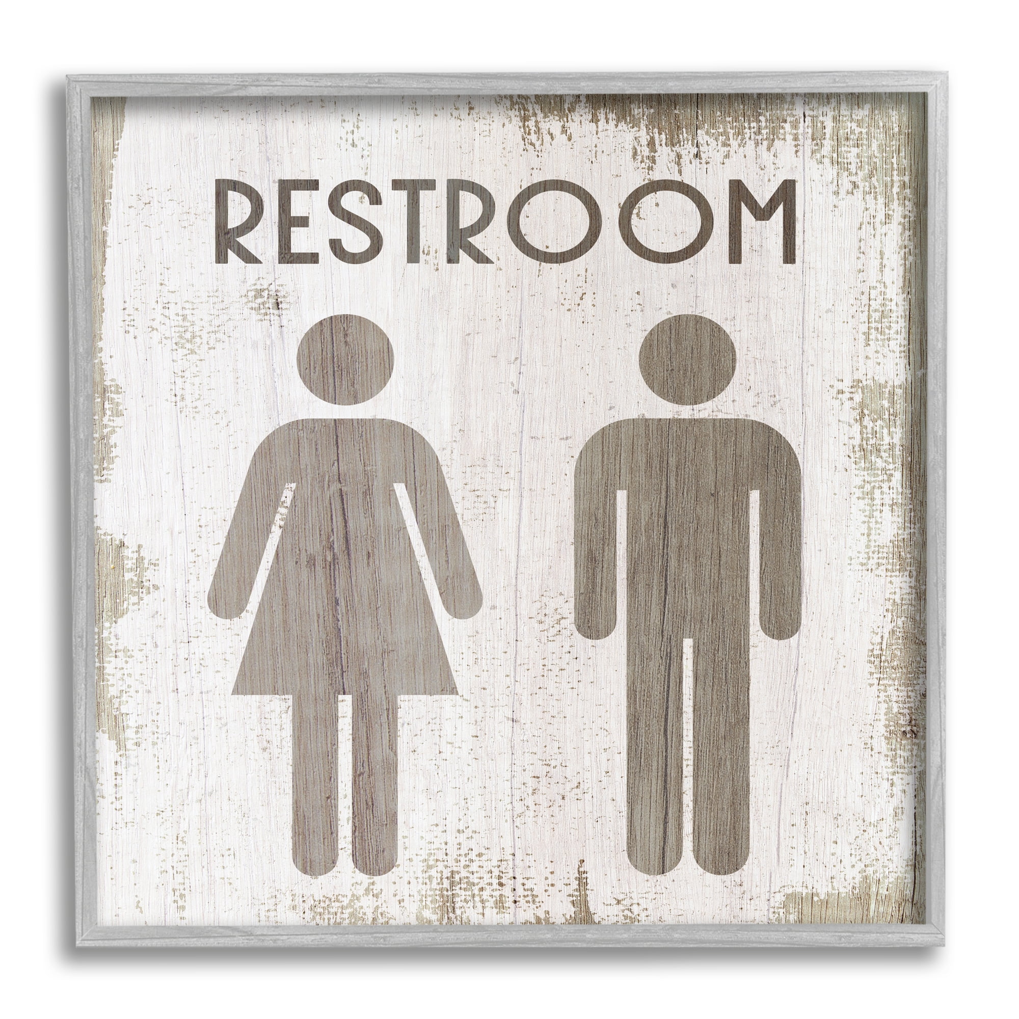 Stupell Industries Vintage Restroom Wood Texture Design, 24 x 24,Design by Daphne Polselli