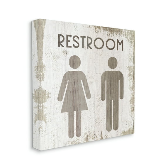 Stupell Industries Vintage Restroom Wood Texture Design Canvas Wall Art by Daphne Polselli