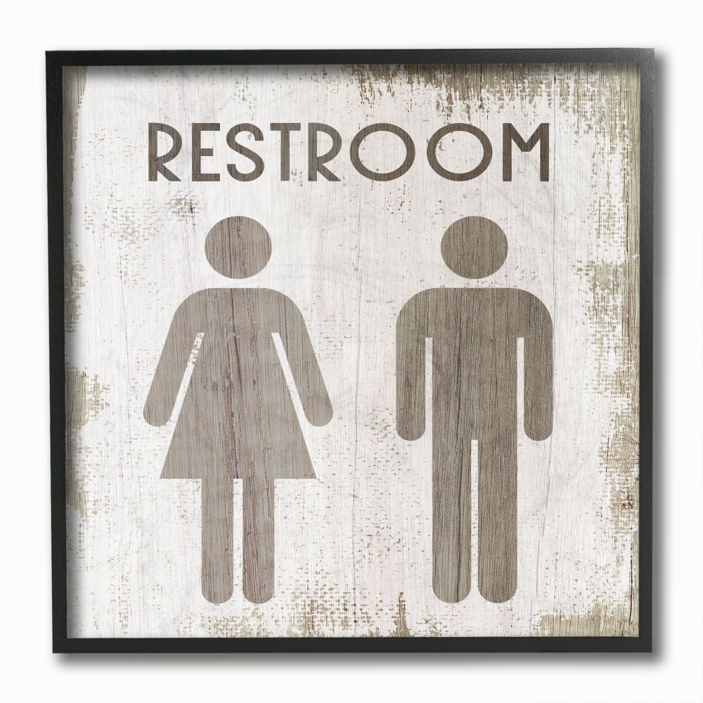 Ebony Framed Restroom Sign Abstract Canvas Print