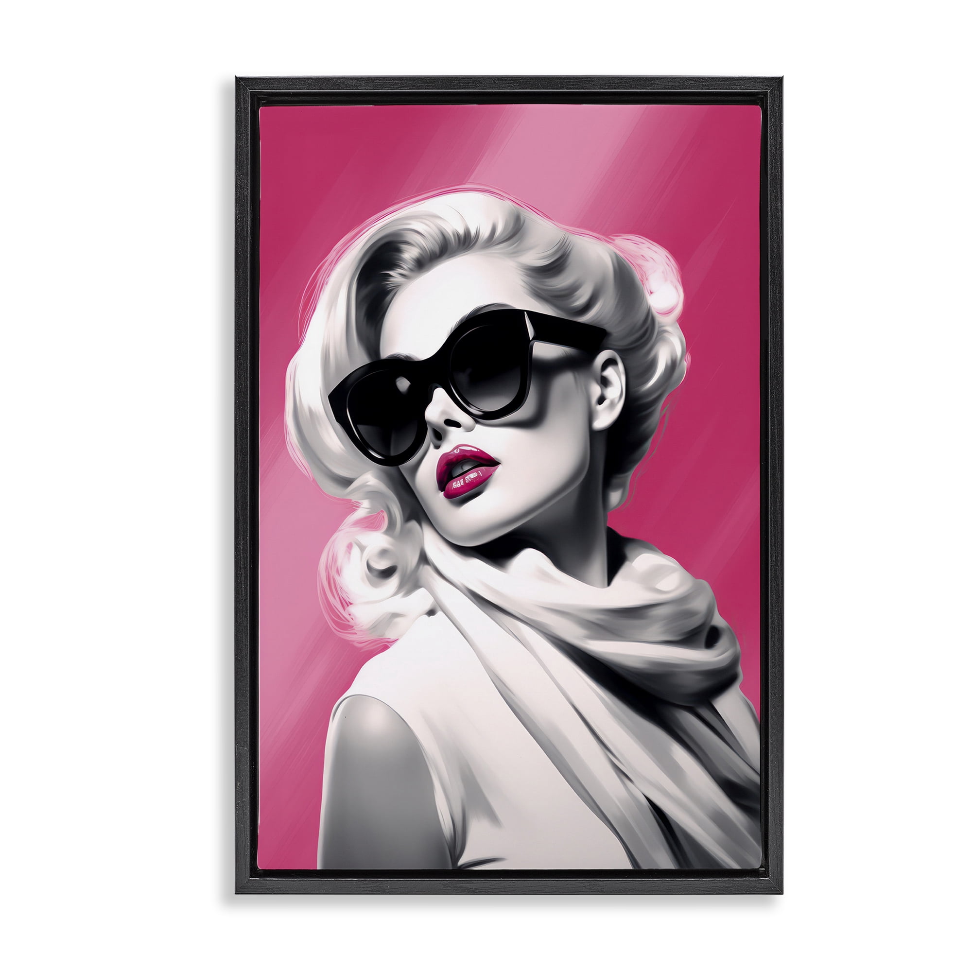 Stupell Industries Vintage Retro Chic Portrait Black Framed Floater Canvas Wall Art, design by Andrea Haase