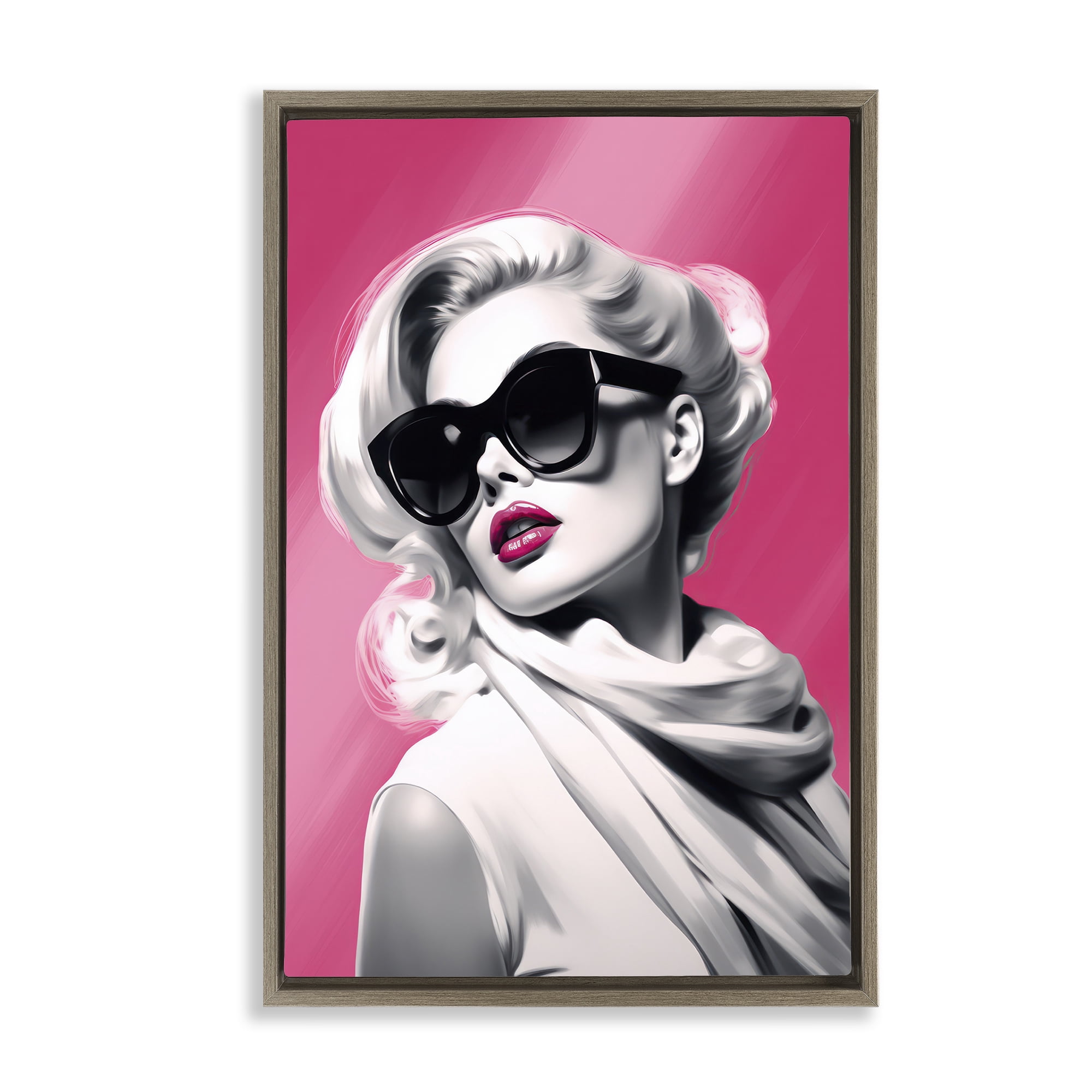 Stupell Industries Vintage Retro Chic Portrait Brown Framed Floater Canvas Wall Art, design by Andrea Haase