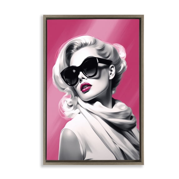 Stupell Industries Art Deco Vintage Retro Chic Portrait Brown Floating Frame Canvas Art, 17 x 25, by Andrea Haase