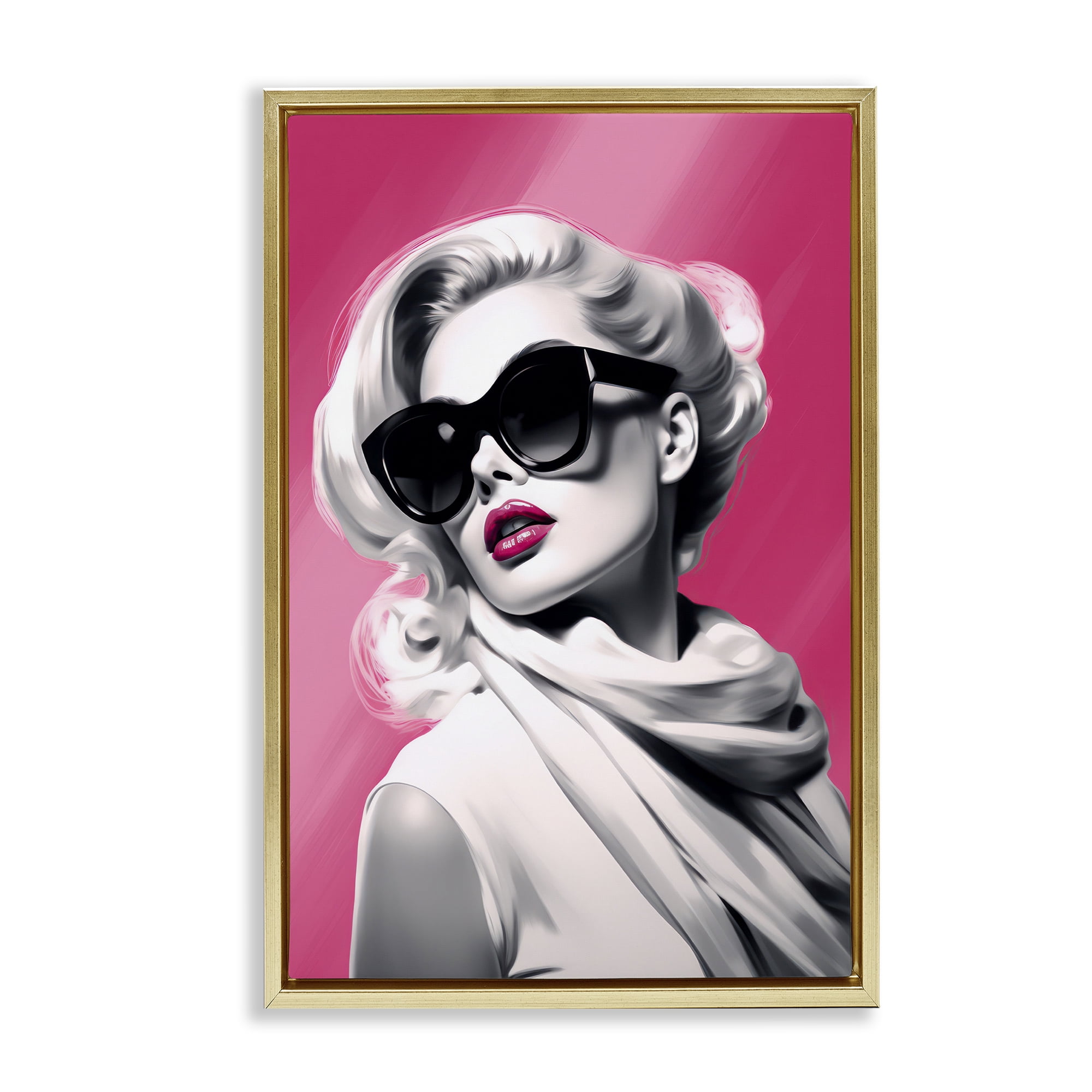 Stupell Industries Vintage Retro Chic Portrait Gold Framed Floater Canvas Wall Art, design by Andrea Haase