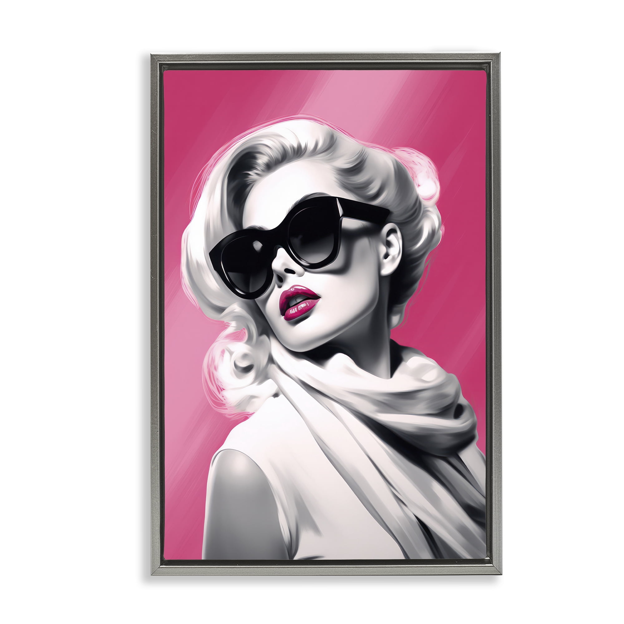 Stupell Industries Vintage Retro Chic Portrait Gray Framed Floater Canvas Wall Art, design by Andrea Haase
