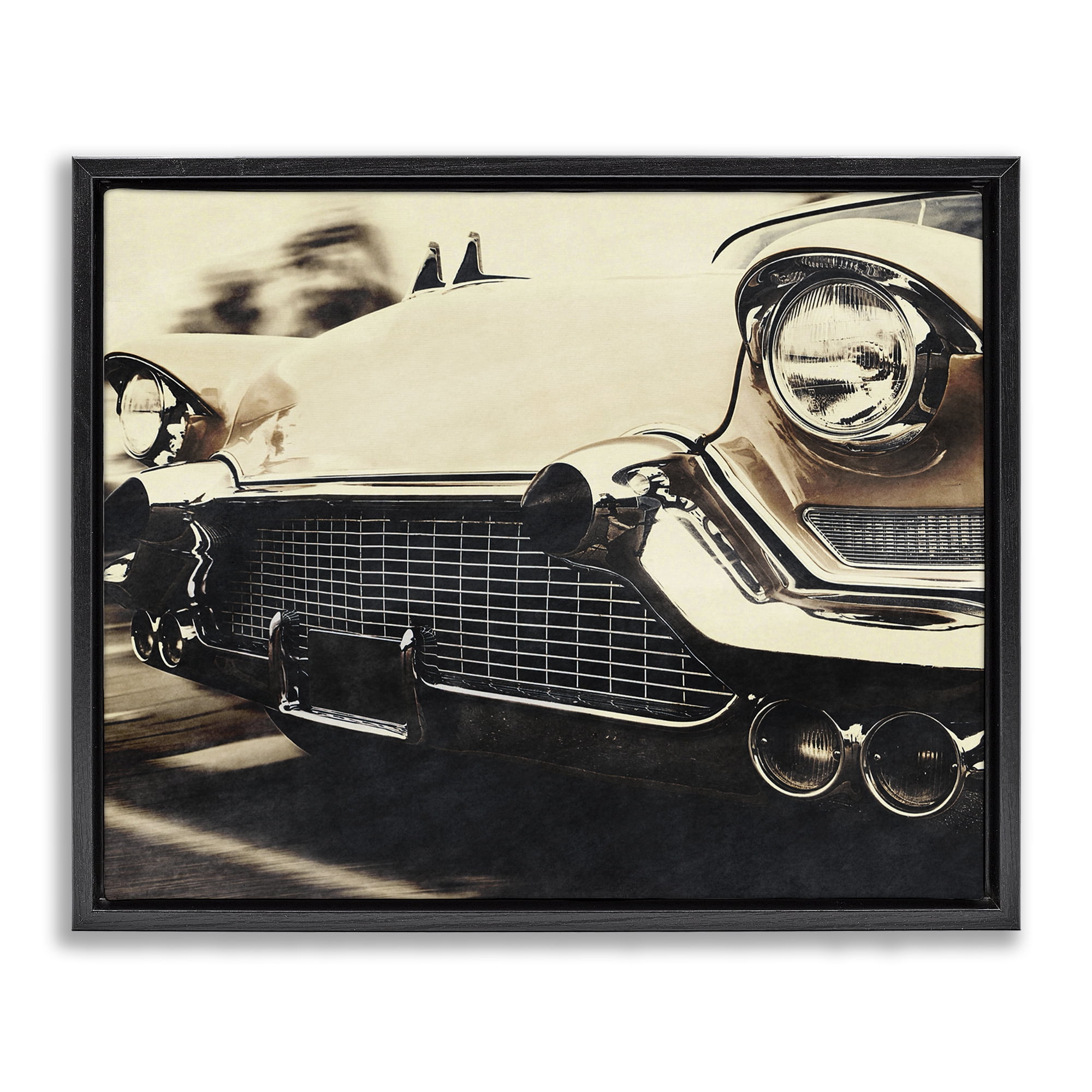 Stupell Industries Vintage Ride Headlights Black Framed Floater Canvas Wall Art, design by Marcus Prime