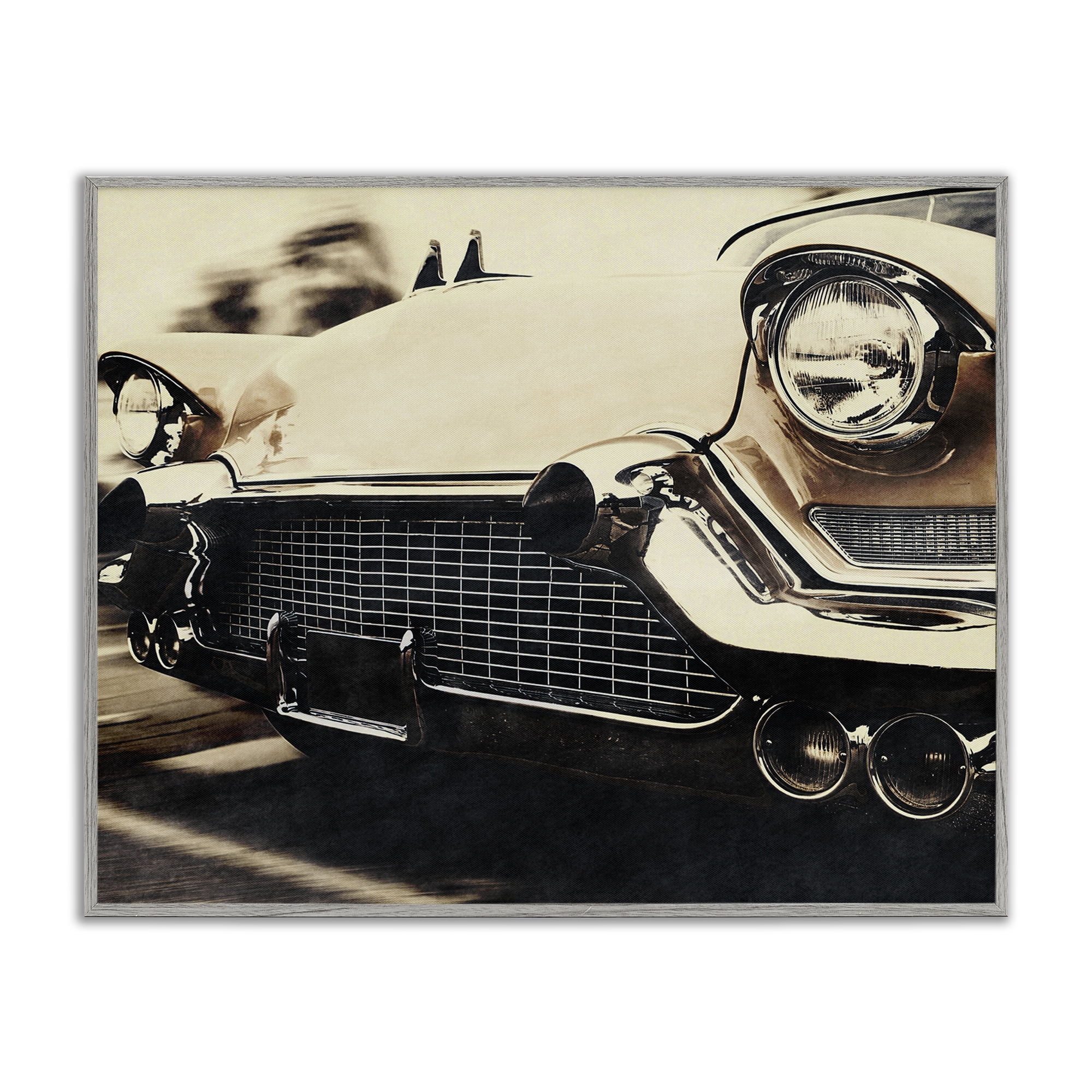 Stupell Industries Vintage Ride Headlights Gray Framed Giclee Art, design by Marcus Prime