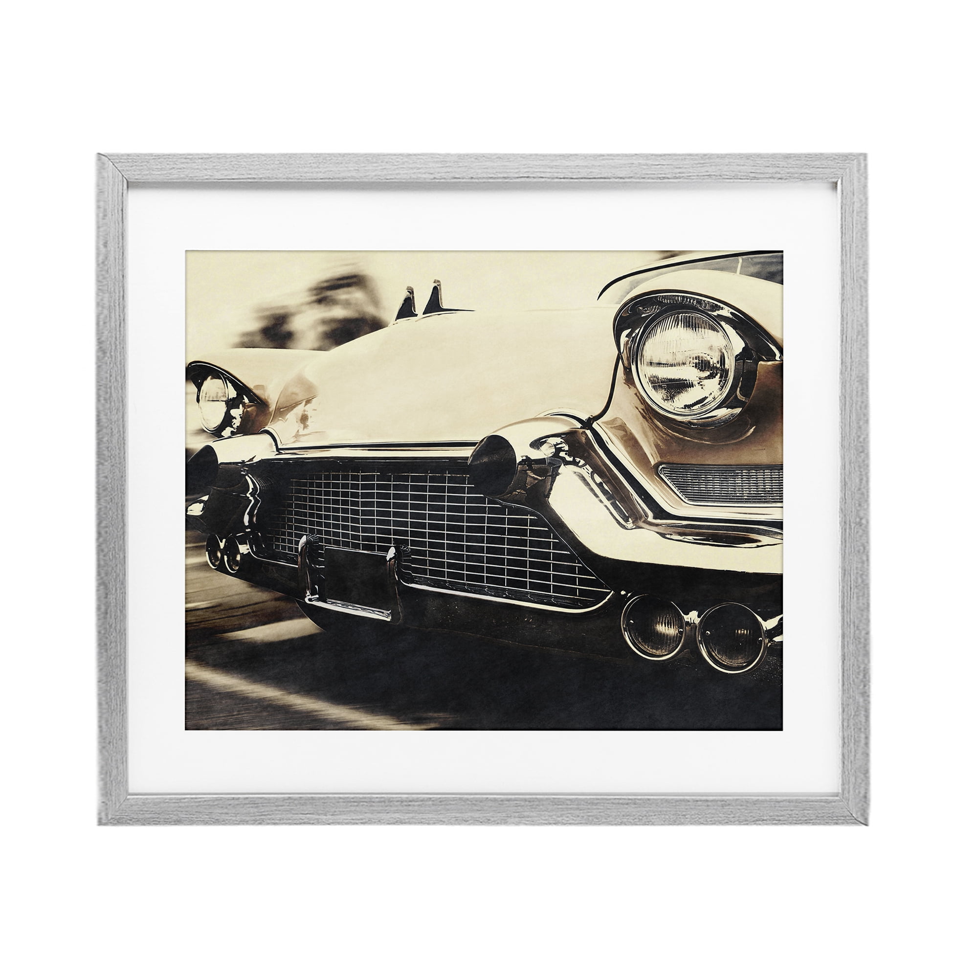 Stupell Industries Vintage Ride Headlights Gray Framed Print Under Glass, design by Marcus Prime