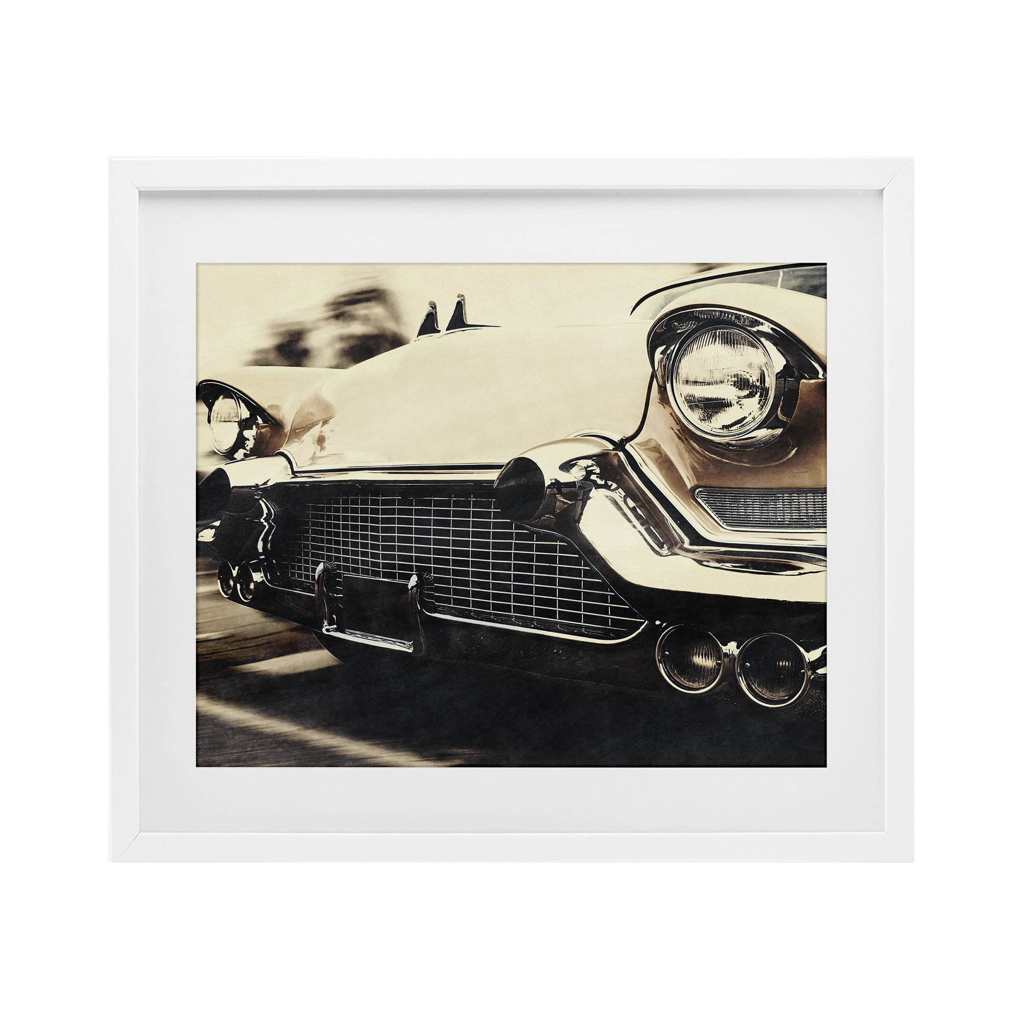 Stupell Industries Vintage Ride Headlights White Framed Print Under Glass, design by Marcus Prime