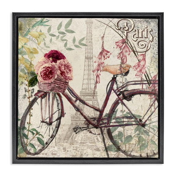 Stupell Industries Vintage Riding Through Paris Black Framed Floater Canvas Wall Art design by Sophie 6, 18 x 18