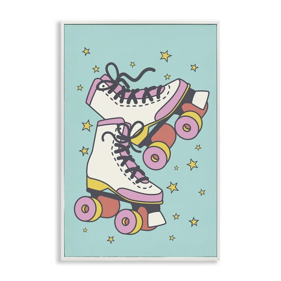 Stupell Industries Vintage Roller Skates Novelty & Humor Painting White Framed Art Print Wall Art, 20 x 30