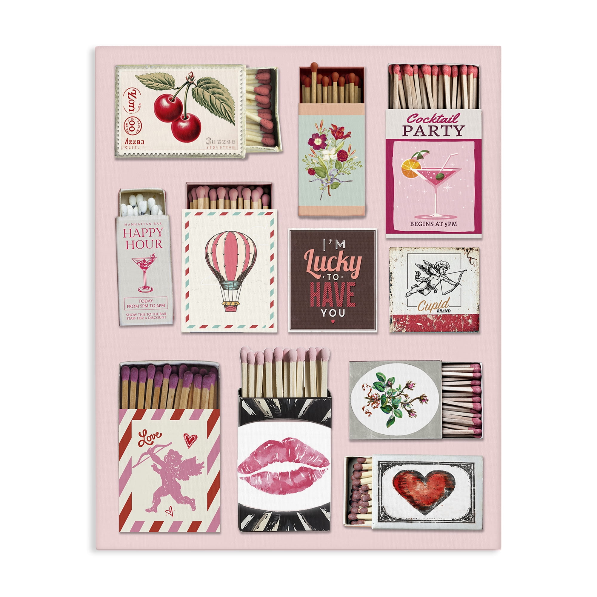 Stupell Industries Vintage Romantic Matchbox Collection Canvas Wall Art, design by CAD Designs