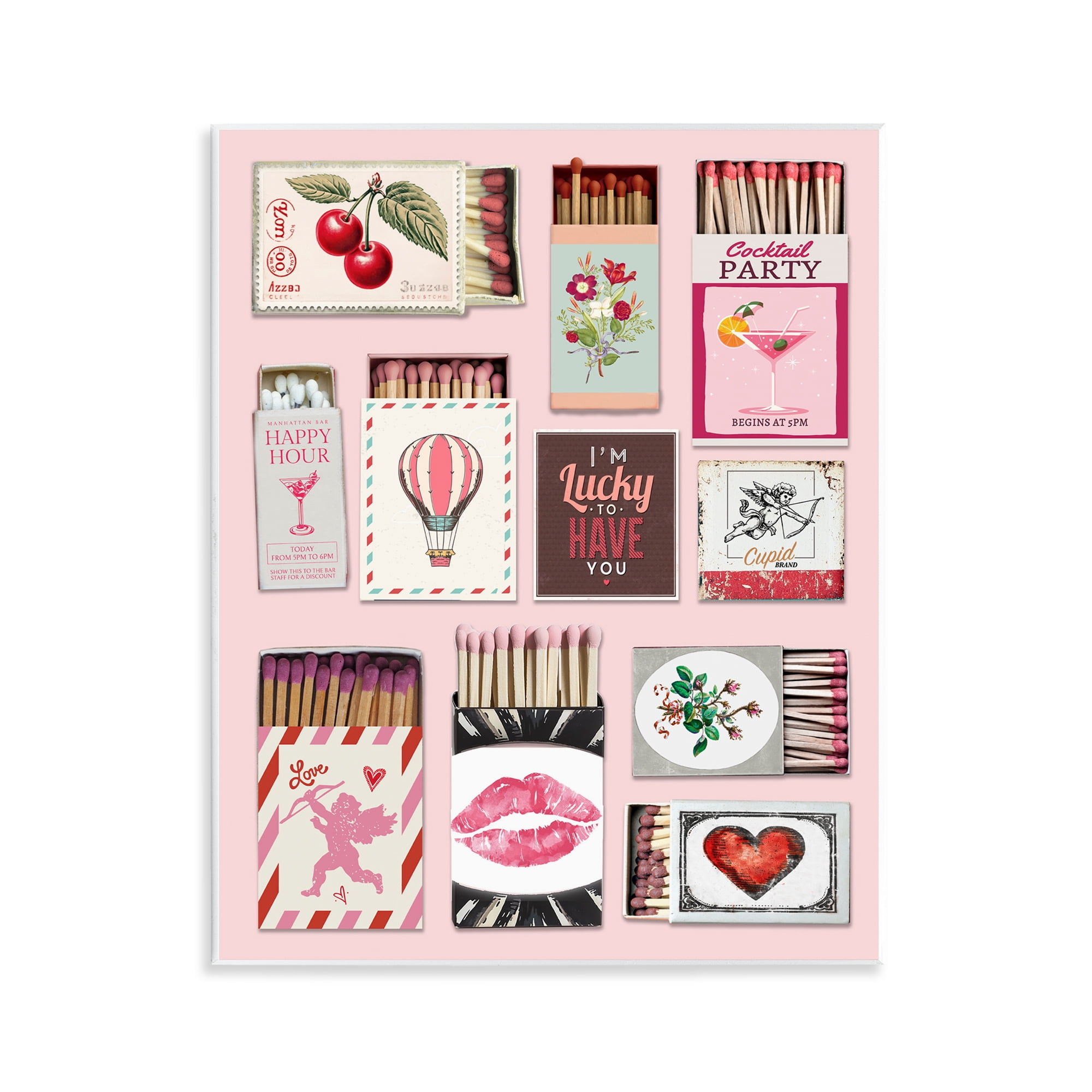 Stupell Industries Vintage Romantic Matchbox Collection Wall Plaque Art, design by CAD Designs