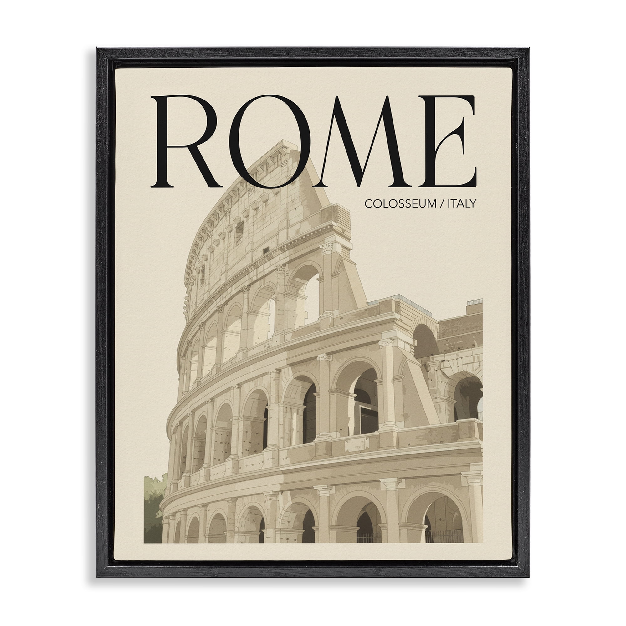 Stupell Industries Vintage Rome Colosseum Black Framed Floater Canvas Wall Art, design by Andreas Magnusson