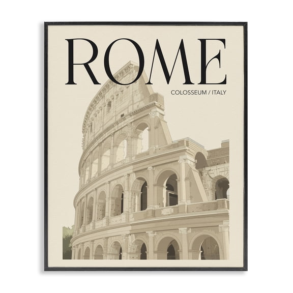 Stupell Industries Vintage Rome Colosseum Black Framed Giclee Art, design by Andreas Magnusson