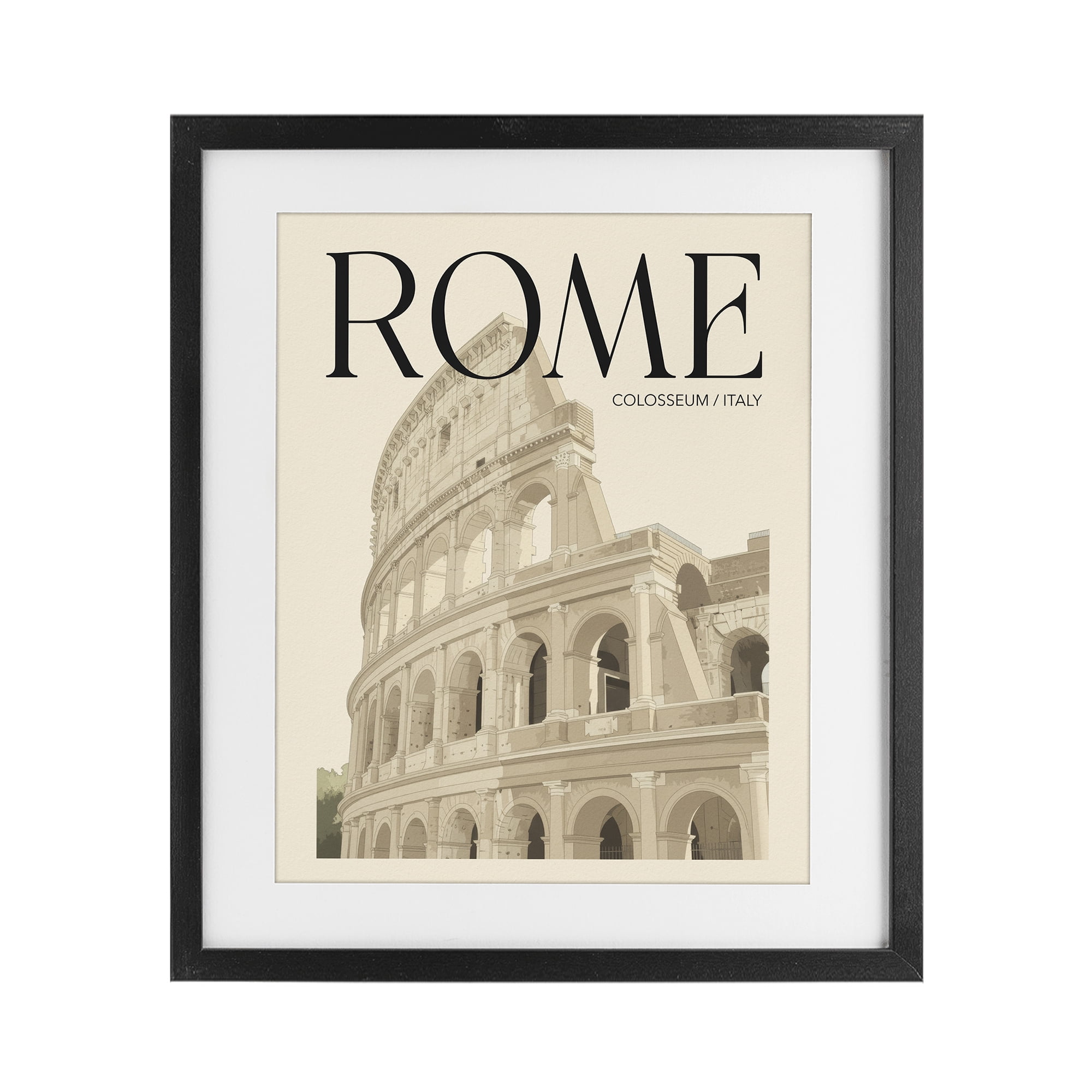 Stupell Industries Vintage Rome Colosseum Black Framed Print Under Glass, design by Andreas Magnusson