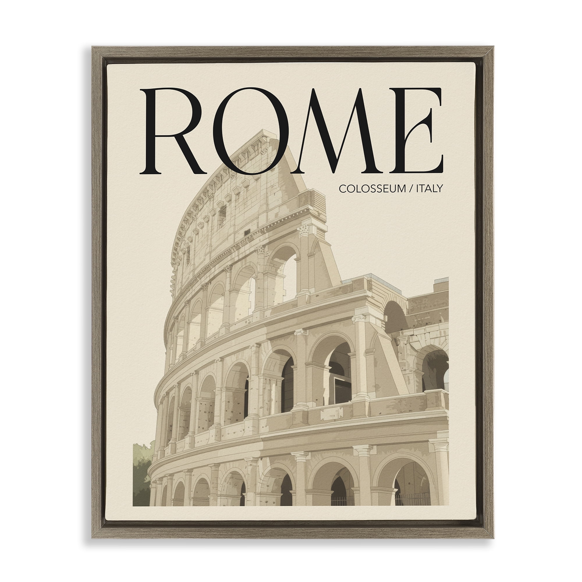Stupell Industries Vintage Rome Colosseum Brown Framed Floater Canvas Wall Art, design by Andreas Magnusson