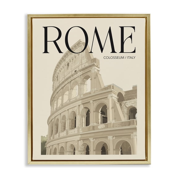 Stupell Industries Vintage Rome Colosseum Gold Framed Floater Canvas Wall Art, design by Andreas Magnusson