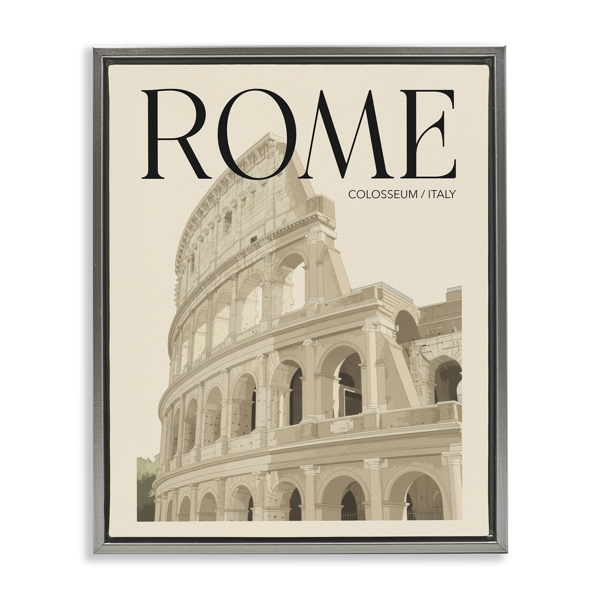 Stupell Industries Vintage Rome Colosseum Gray Framed Floater Canvas Wall Art, design by Andreas Magnusson