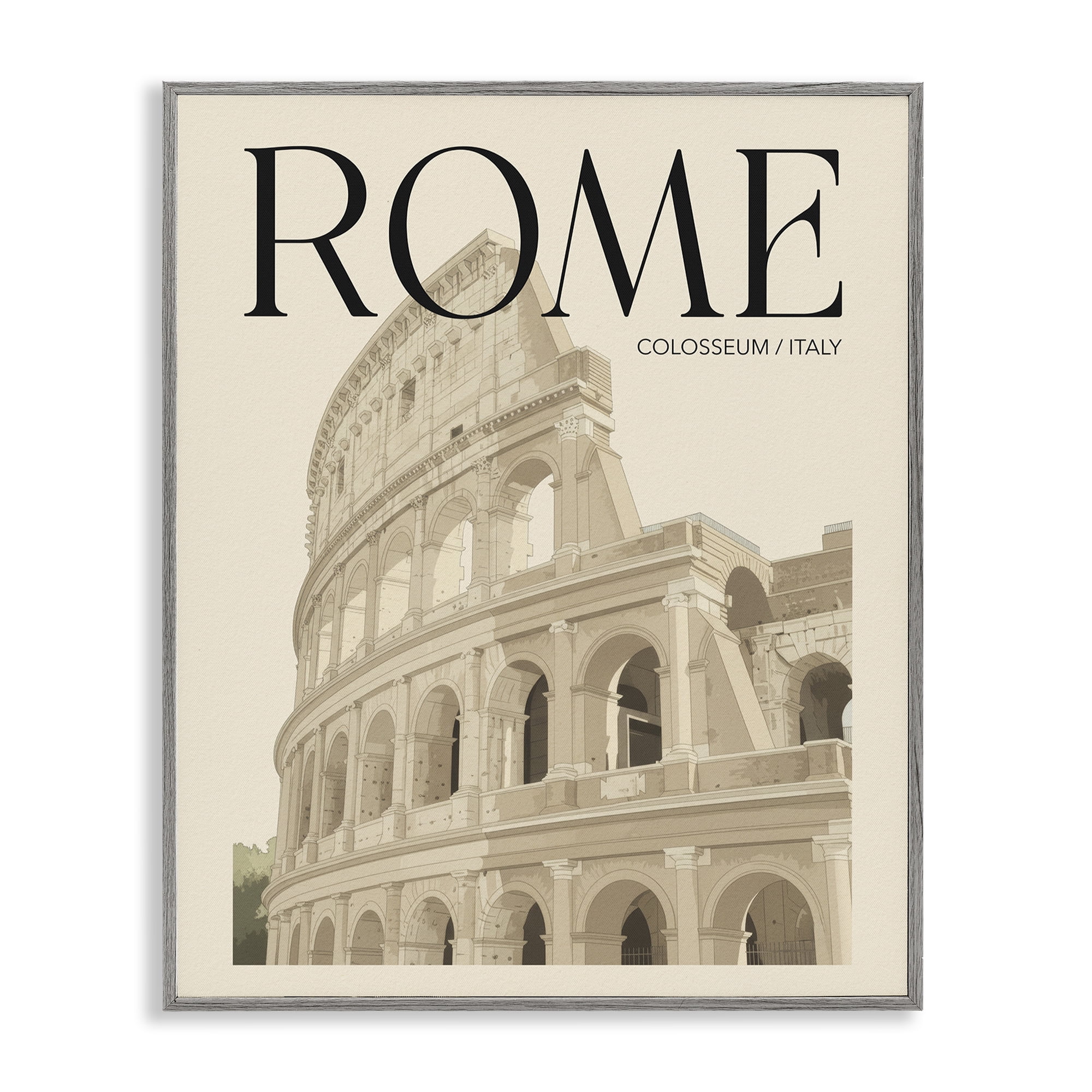 Stupell Industries Vintage Rome Colosseum Gray Framed Giclee Art, design by Andreas Magnusson