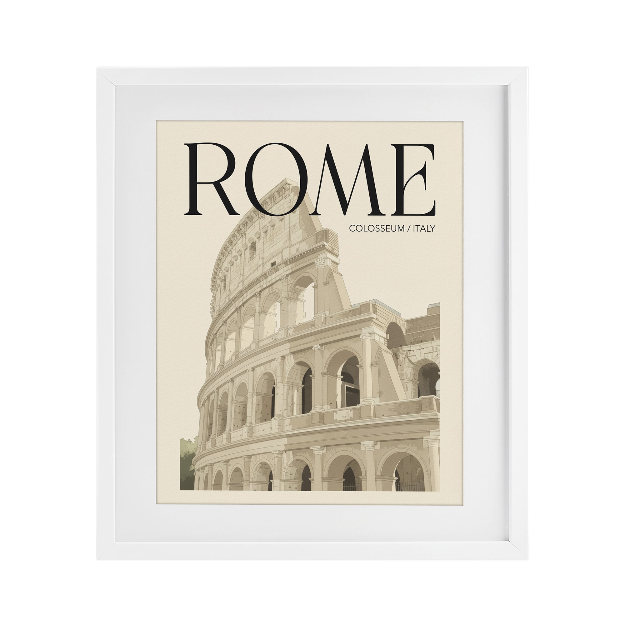 Stupell Industries Vintage Rome Colosseum White Framed Print Under Glass, design by Andreas Magnusson
