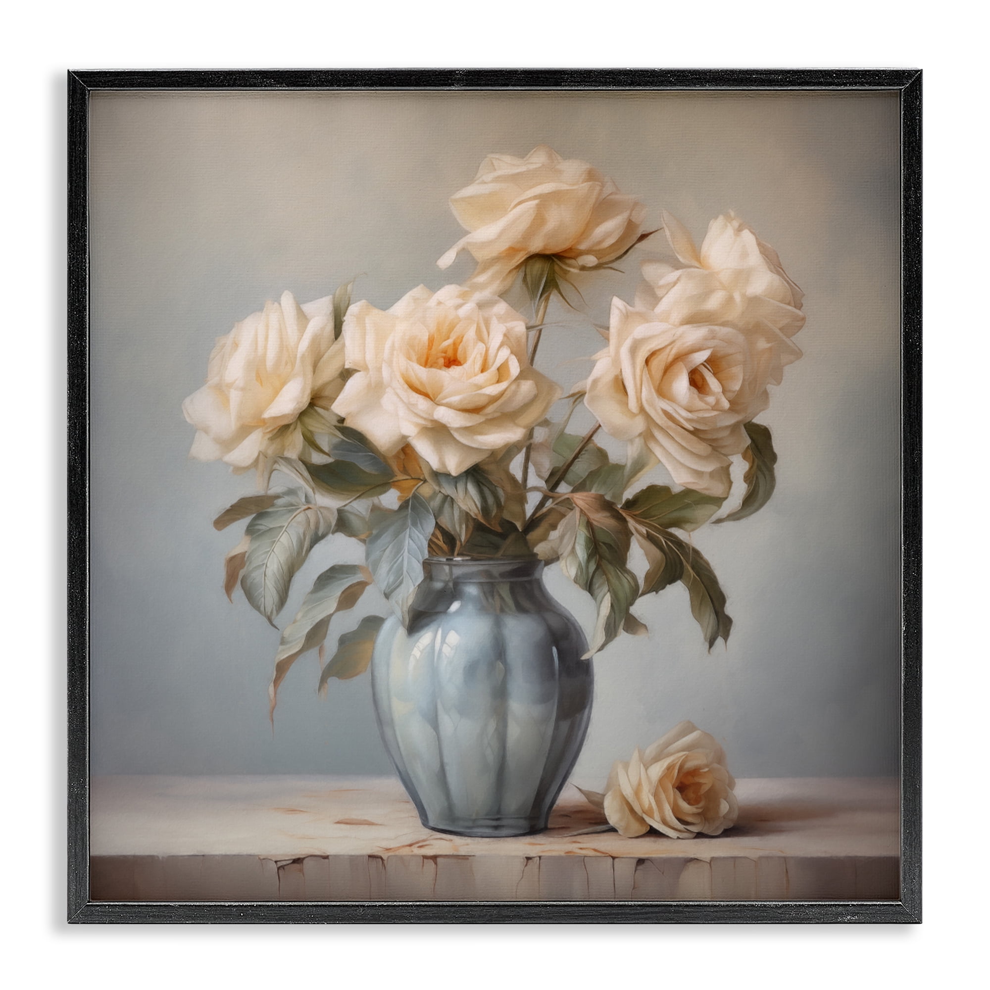 Stupell Industries Vintage Rose Paragon Black Framed Giclee Art, design by Steve Hunziker