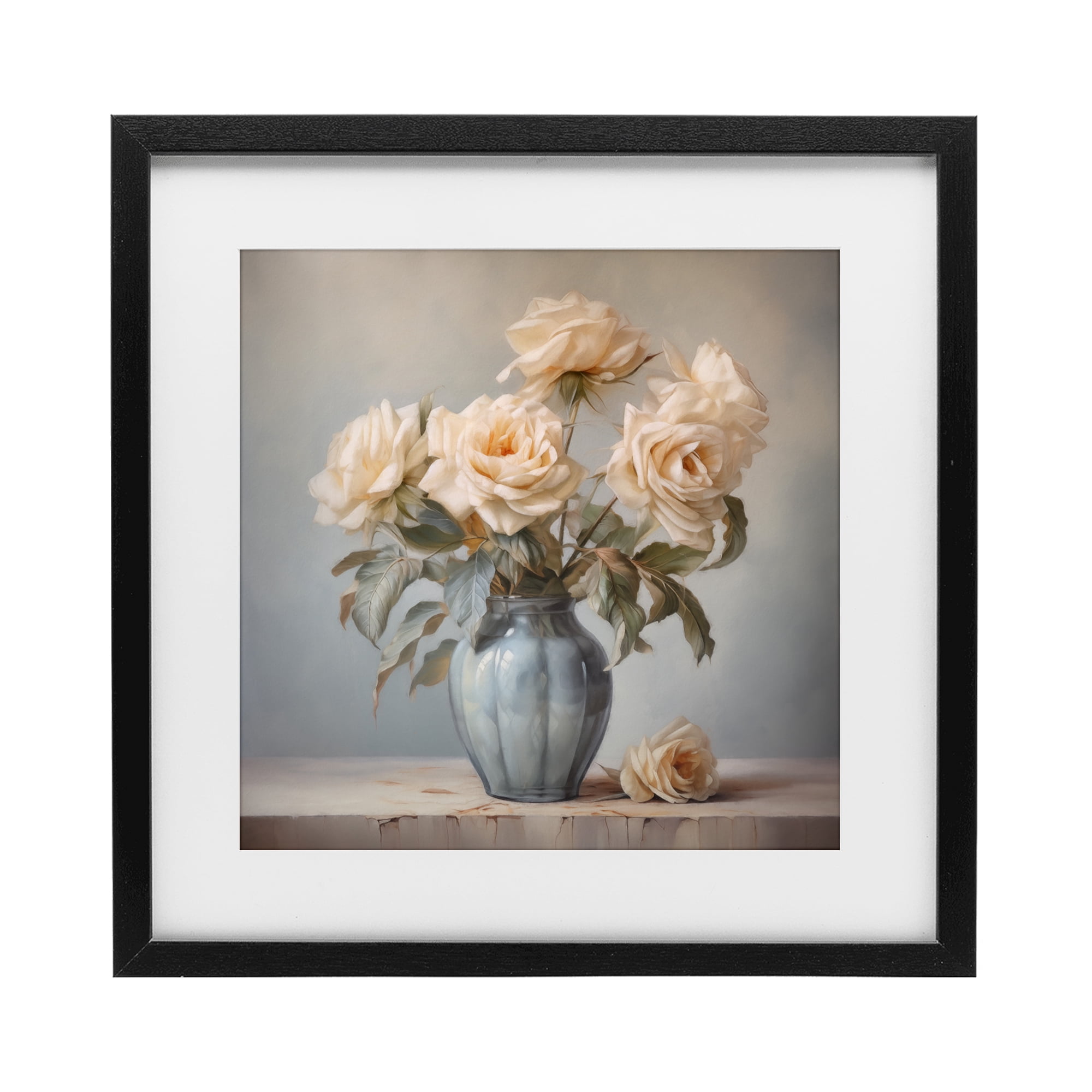 Stupell Industries Vintage Rose Paragon Black Framed Print Under Glass, design by Steve Hunziker