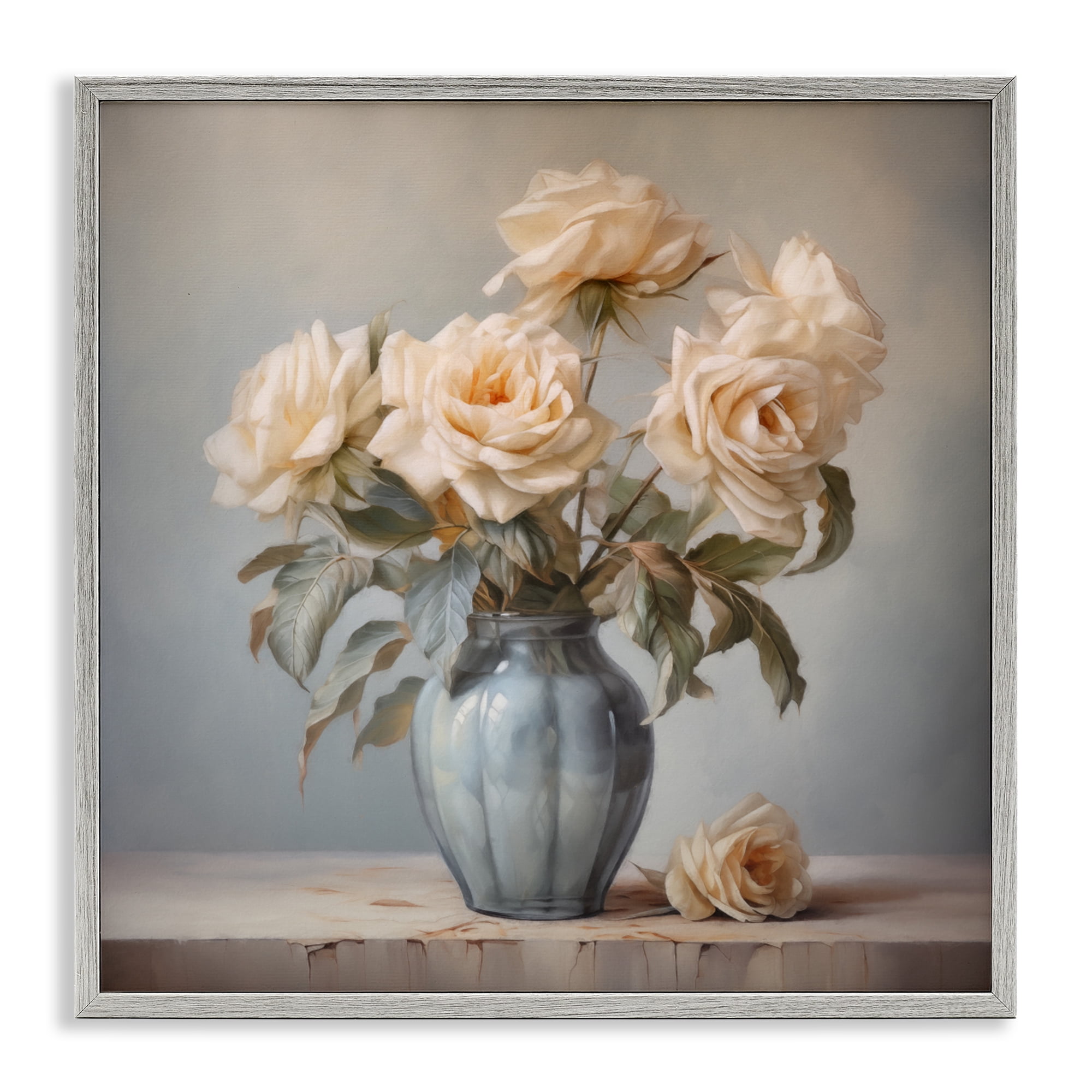 Stupell Industries Vintage Rose Paragon Gray Framed Giclee Art, design by Steve Hunziker