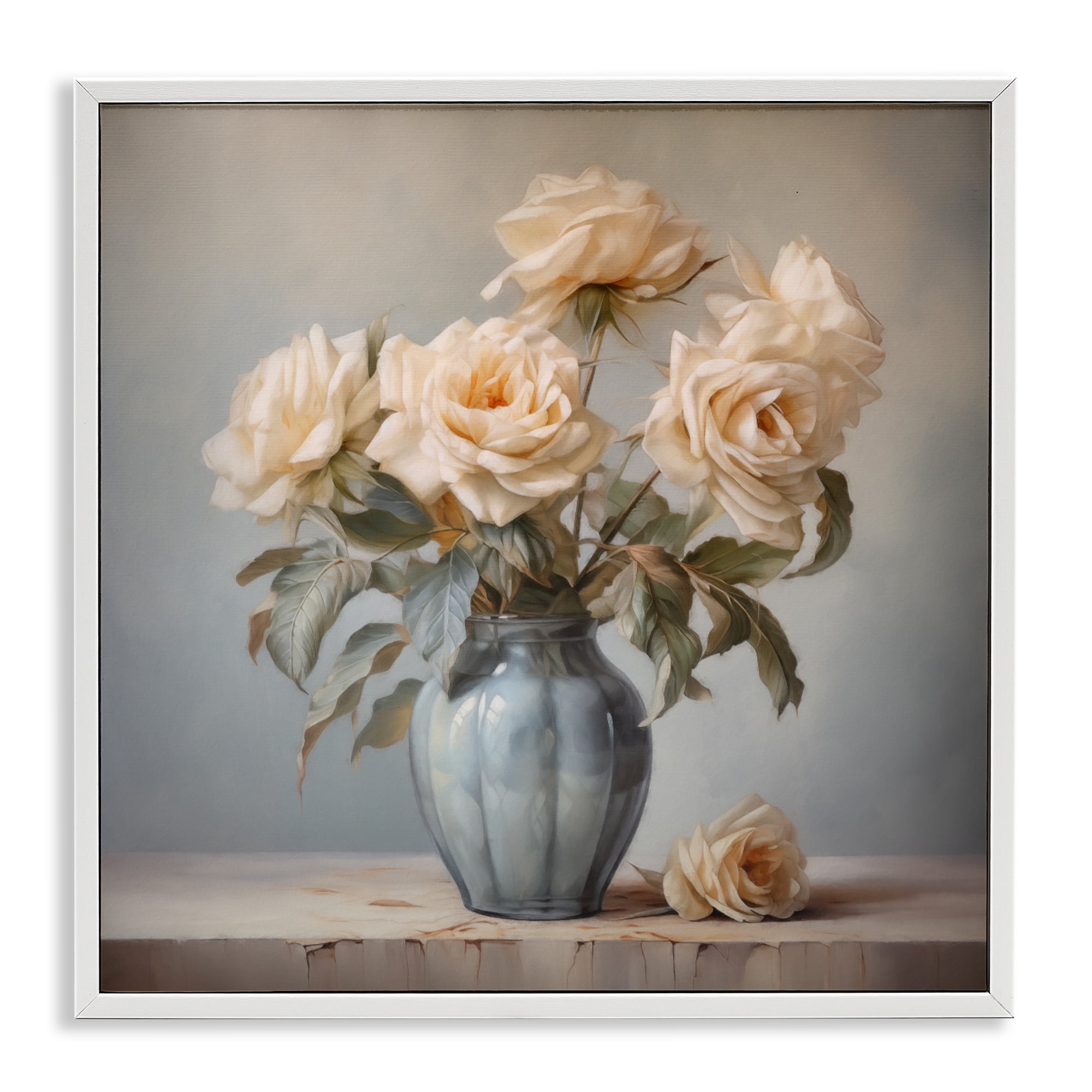 Stupell Industries Vintage Rose Paragon White Framed Giclee Art, design by Steve Hunziker