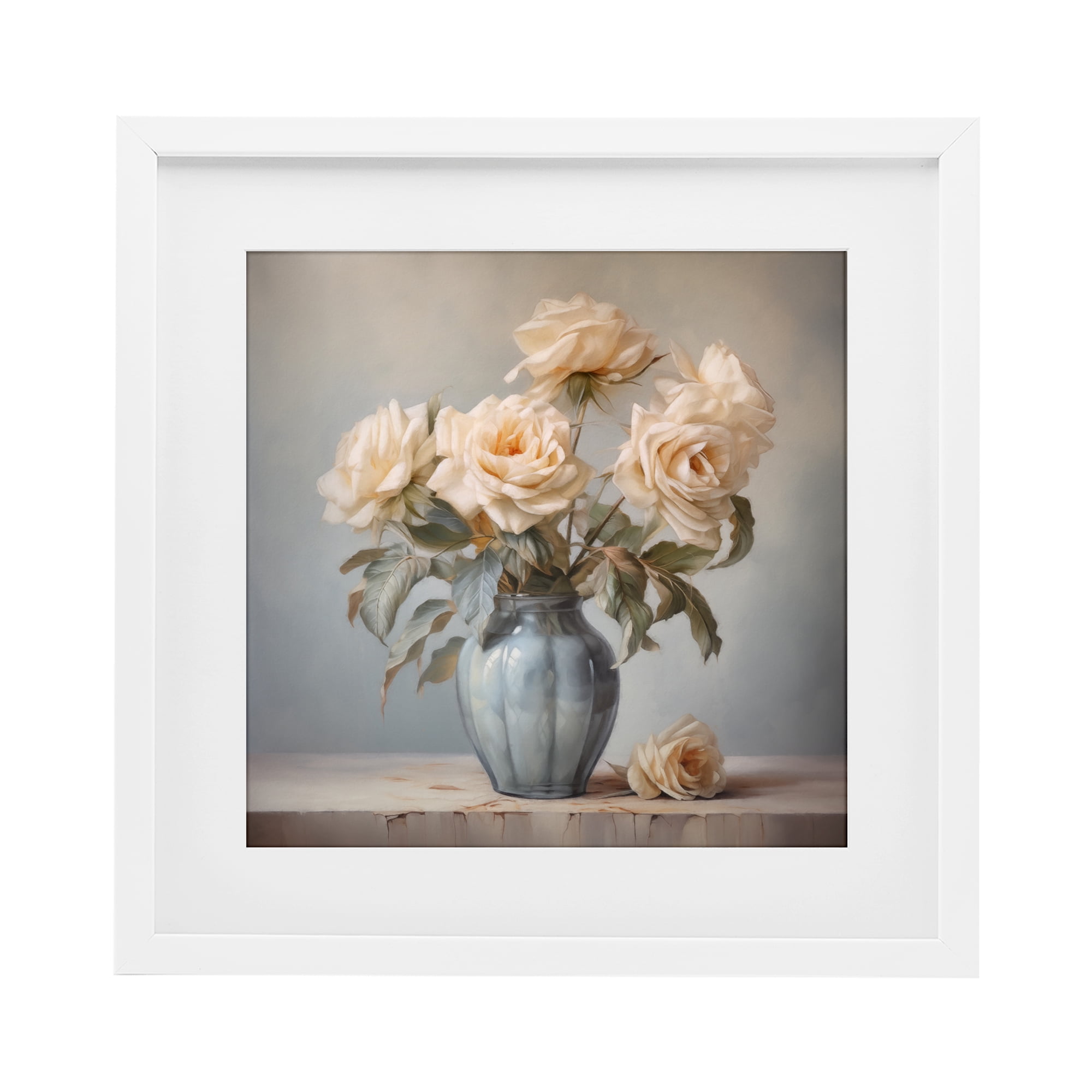 Stupell Industries Vintage Rose Paragon White Framed Print Under Glass, design by Steve Hunziker