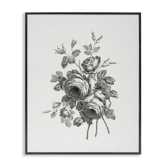 Stupell Industries Vintage Roses Bundle Floral Painting Black Framed Art Print Wall Art, 11 x 14