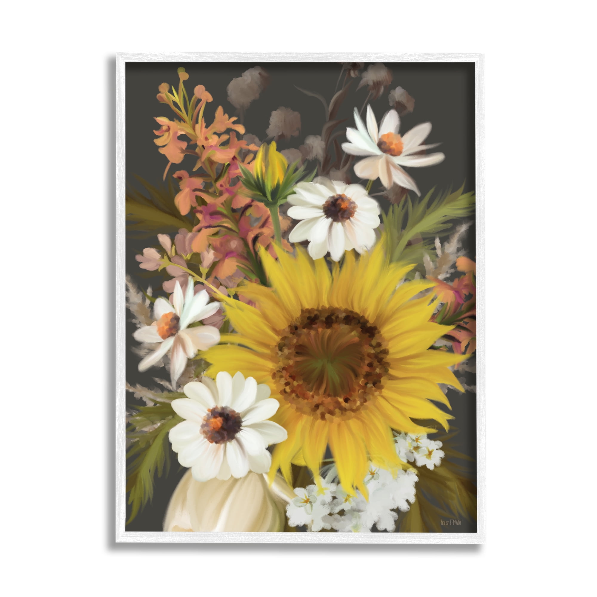 Stupell Industries Vintage Rural Florals Botanical & Floral Painting White Framed Art Print Wall Art, 24 x 30