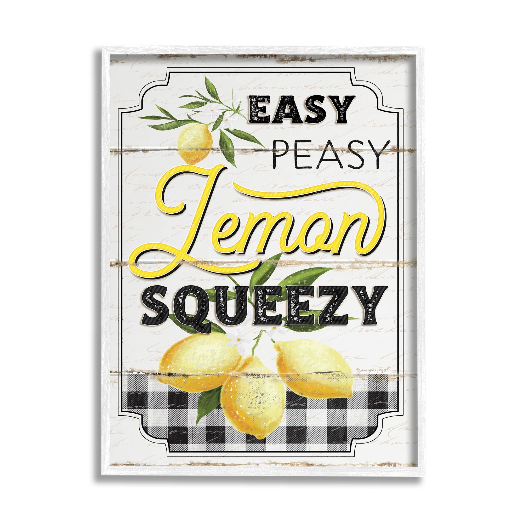 Stupell Industries Vintage Rustic Easy Peasy Lemon Squeezy Quote Graphic Art Framed Art Print Wall Art, 16x20, By Jennifer Pugh