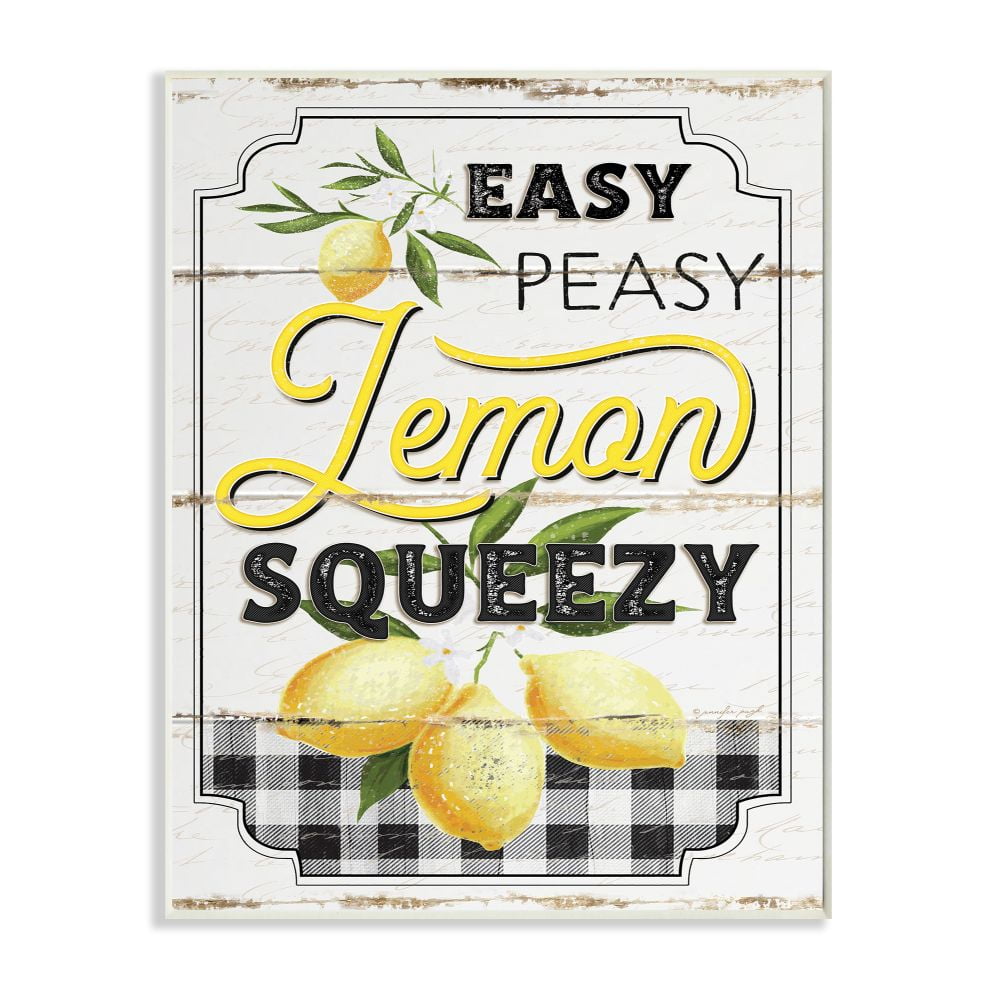 Stupell Industries Vintage Rustic Easy Peasy Lemon Squeezy Quote Wall Plaque Design by Jennifer Pugh, 13" x 19"