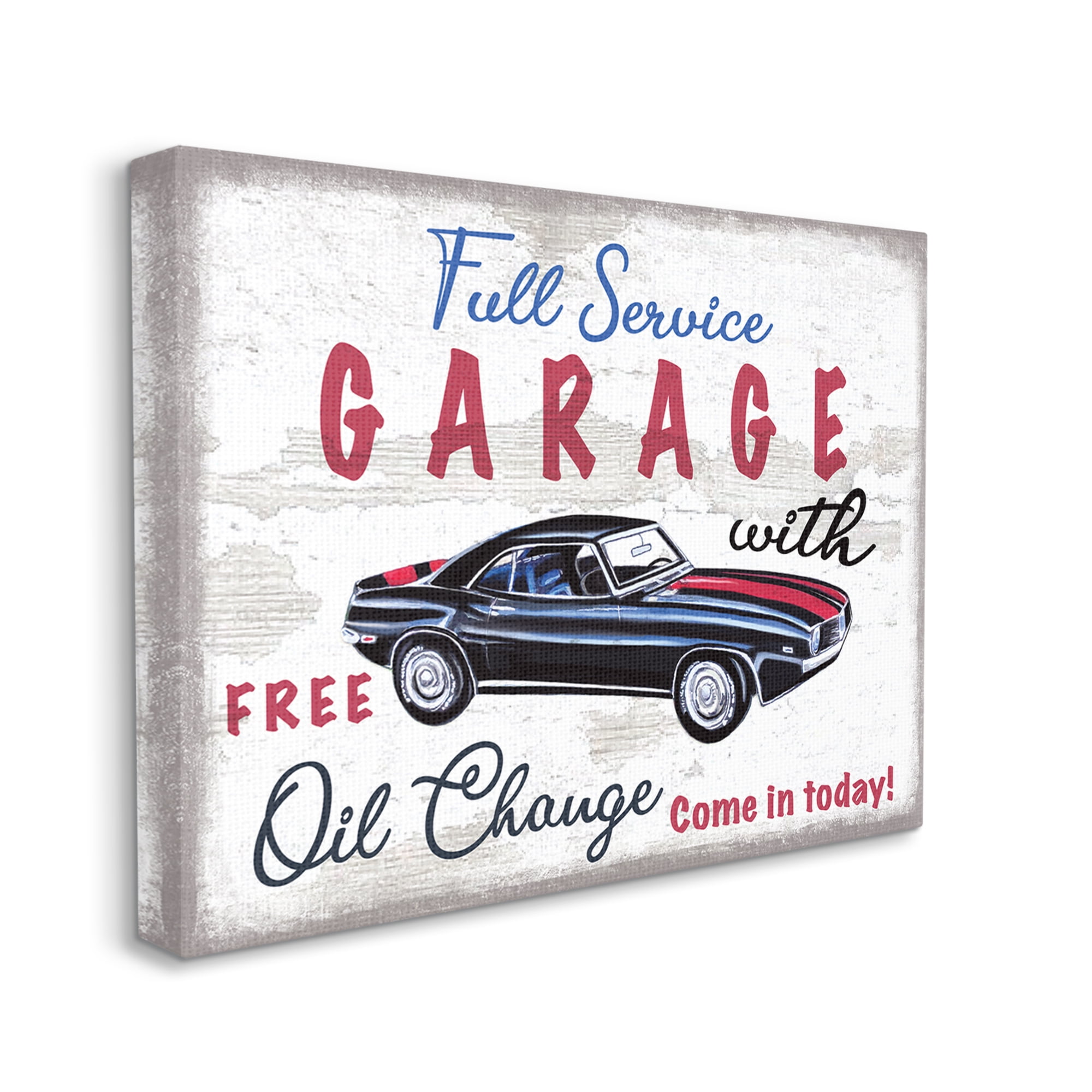 Stupell Industries Vintage Rustic Full Service Garage Sign Sports Car, 16 x 20, Designed by Elizabeth Tyndall