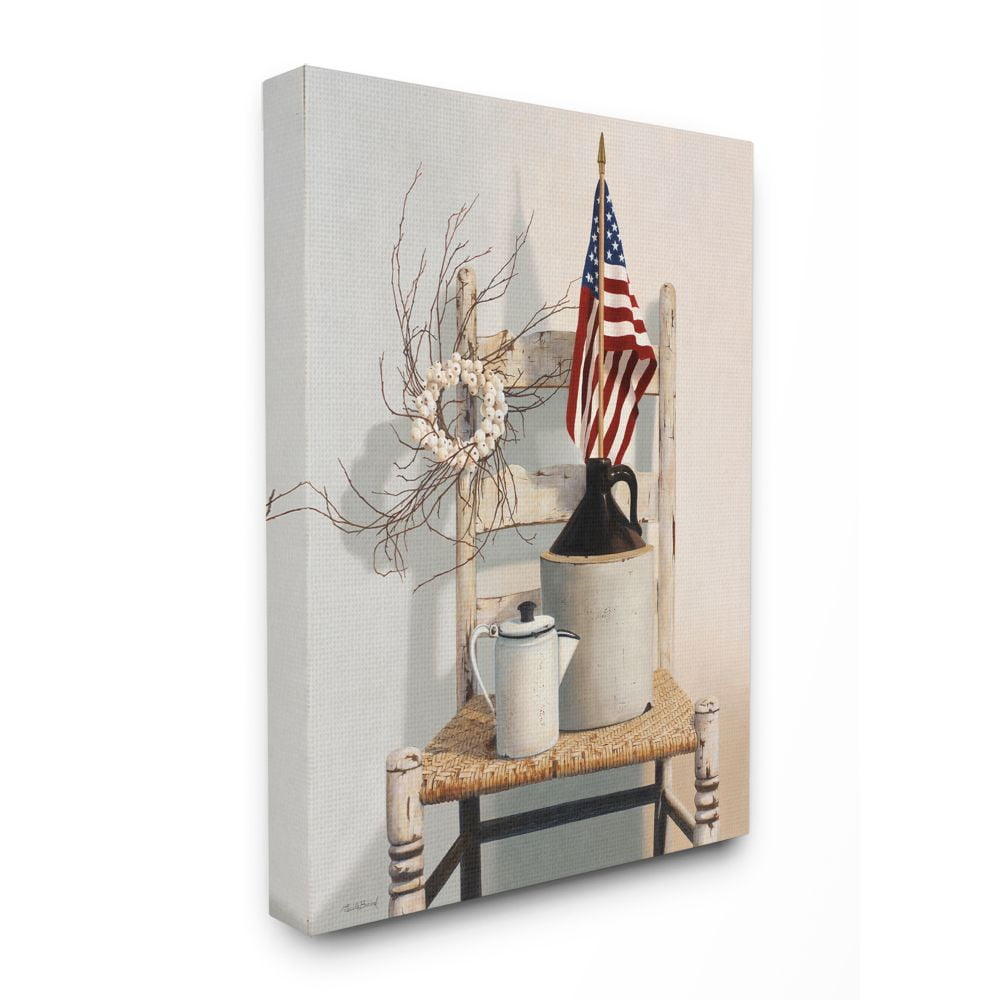 Vintage Rustic American Flag Canvas Wall Art, 16x20
