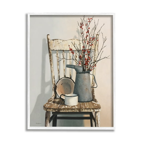 Stupell Industries Vintage Rustic Things Neutral Painting White Framed Art Print Wall Art, 11x14, by Cecile Baird
